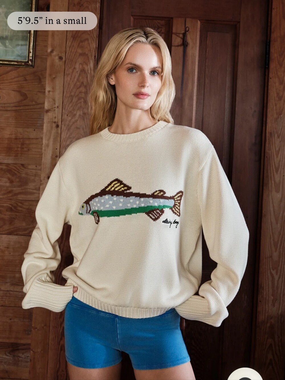 NWT Dairy Boy Fisherman's Daughter Fish Sweater in Oyster